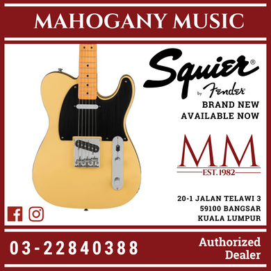 Squier 40th Anniversary Telecaster Vintage Edition Electric Guitar, Maple FB, Satin Vintage Blonde
