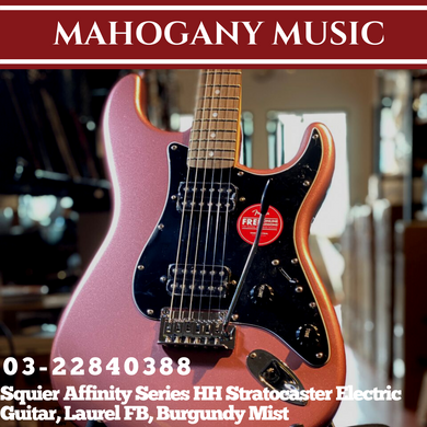 Squier Affinity Series HH Stratocaster Electric Guitar, Laurel FB, Burgundy Mist