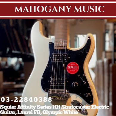 Squier Affinity Series HH Stratocaster Electric Guitar, Laurel FB, Olympic White