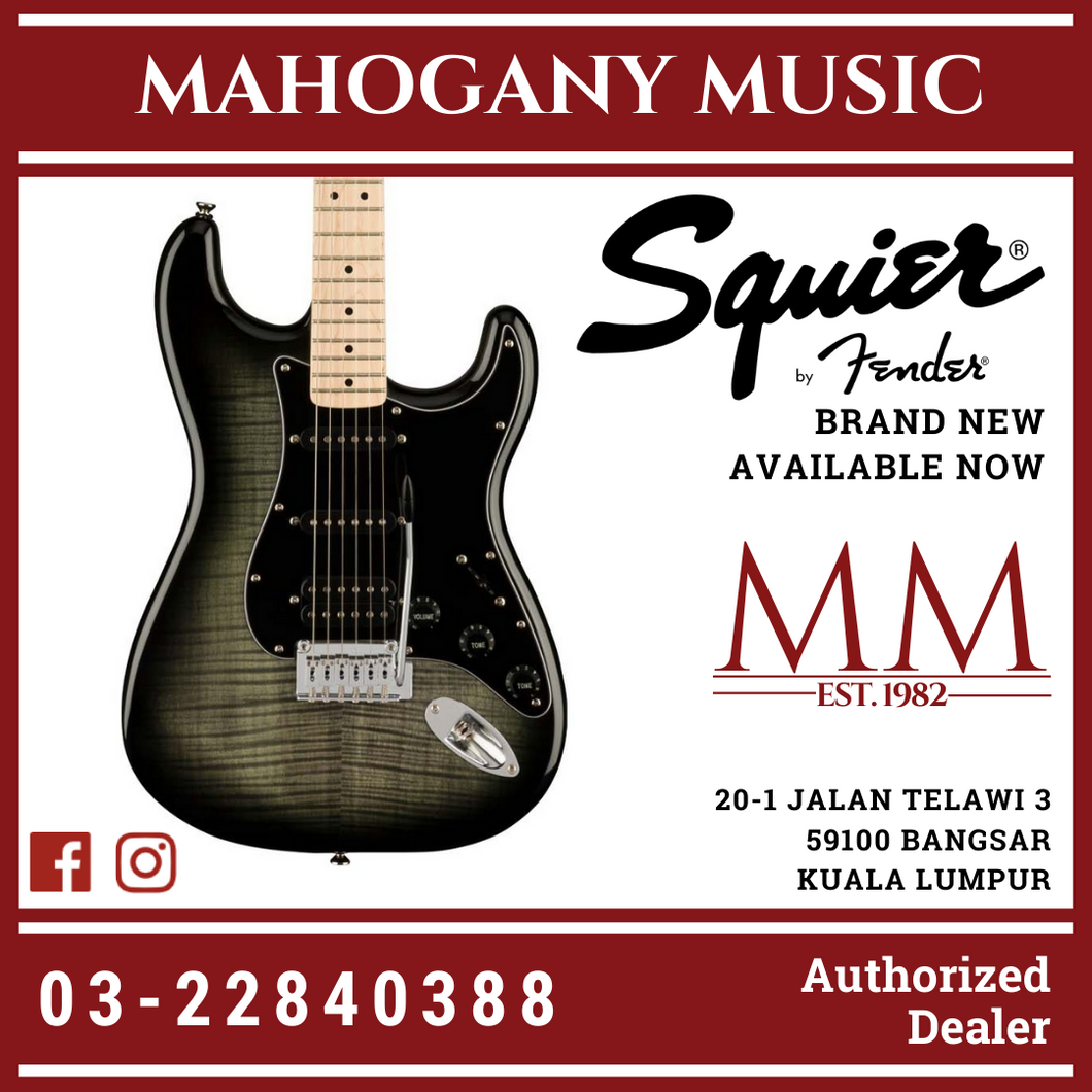 Squier Affinity Series HSS Stratocaster FMT Electric Guitar, Maple FB, Black Burst