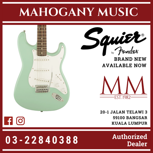 Squier Affinity Series Stratocaster Electric Guitar, Laurel FB, Surf Green
