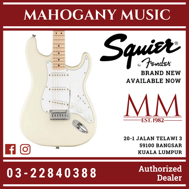 Squier Affinity Series Stratocaster Electric Guitar, Maple FB, Olympic White