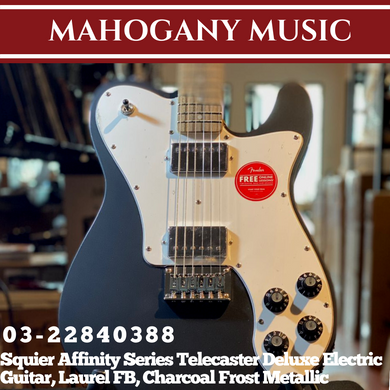 Squier Affinity Series Telecaster Deluxe Electric Guitar, Laurel FB, Charcoal Frost Metallic