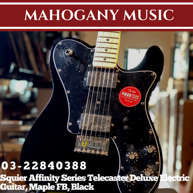 Squier Affinity Series Telecaster Deluxe Electric Guitar, Maple FB, Black