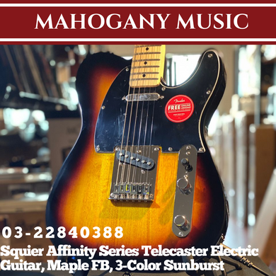 Squier Affinity Series Telecaster Electric Guitar, Maple FB, 3-Color Sunburst