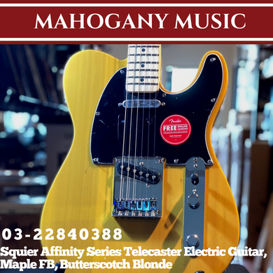 Squier Affinity Series Telecaster Electric Guitar, Maple FB, Butterscotch Blonde