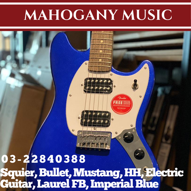 Squier Bullet Mustang HH Electric Guitar, Laurel FB, Imperial Blue