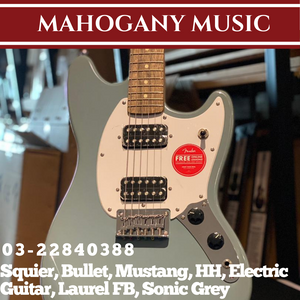 Squier Bullet Mustang HH Electric Guitar, Laurel FB, Sonic Grey