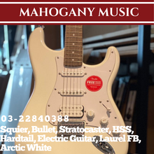 Squier Bullet Stratocaster HSS Hardtail Electric Guitar, Laurel FB, Arctic White