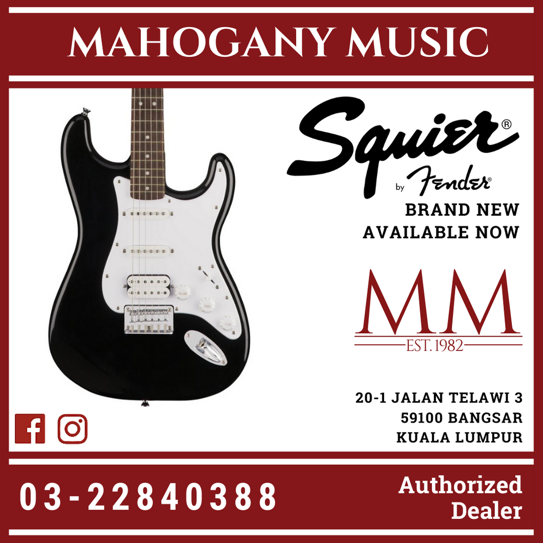 Squier Bullet Stratocaster HSS Hardtail Electric Guitar, Laurel FB, Black