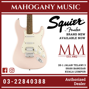 Squier Bullet Stratocaster HSS Hardtail Electric Guitar, Laurel FB, Shell Pink