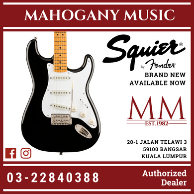 Squier Classic Vibe 50s Stratocaster Electric Guitar, Maple FB, Black