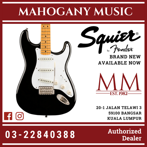 Squier Classic Vibe 50s Stratocaster Electric Guitar, Maple FB, Black