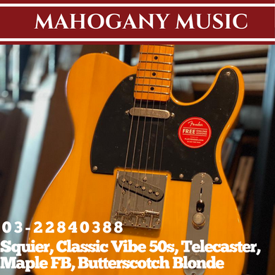 Squier Classic Vibe 50s Telecaster Electric Guitar, Maple FB, Butterscotch Blonde
