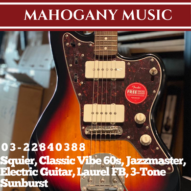 Squier Classic Vibe 60s Jazzmaster Electric Guitar, Laurel FB, 3-Tone Sunburst