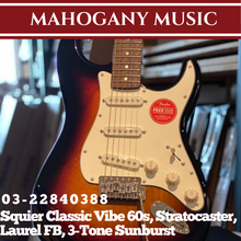 Squier Classic Vibe 60s Stratocaster Electric Guitar, Laurel FB, 3-Tone Sunburst