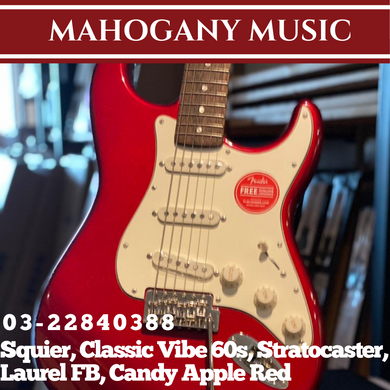 Squier Classic Vibe 60s Stratocaster Electric Guitar, Laurel FB, Candy Apple Red