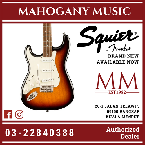 Squier Classic Vibe 60s Stratocaster Left-Handed Electric Guitar, Laurel FB, 3-Tone Sunburst