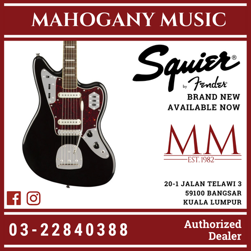 Squier Classic Vibe 70s Jaguar Electric Guitar Laurel FB, Black