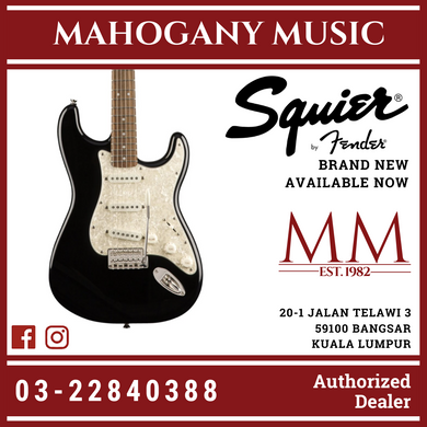 Squier Classic Vibe 70s Stratocaster Electric Guitar, Laurel FB, Black
