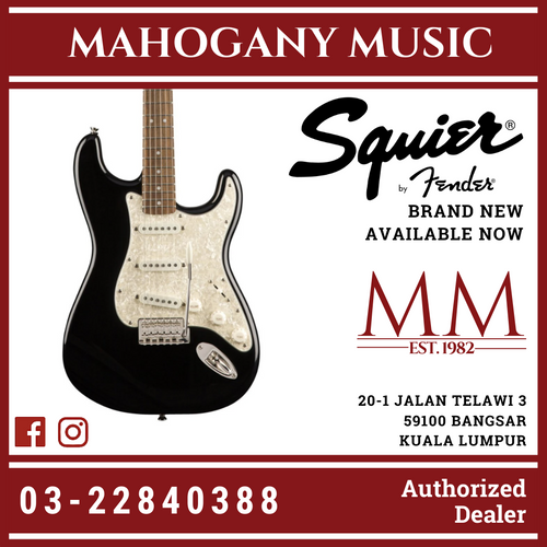 Squier Classic Vibe 70s Stratocaster Electric Guitar, Laurel FB, Black