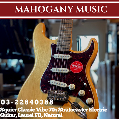 Squier Classic Vibe 70s Stratocaster Electric Guitar, Laurel FB, Natural