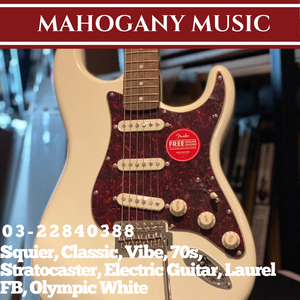 Squier Classic Vibe 70s Stratocaster Electric Guitar, Laurel FB, Olympic White
