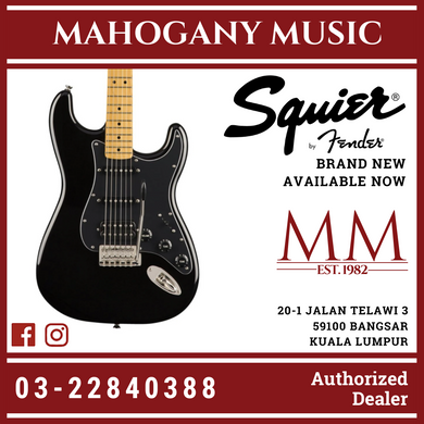 Squier Classic Vibe 70s Stratocaster HSS Electric Guitar, Maple FB, Black