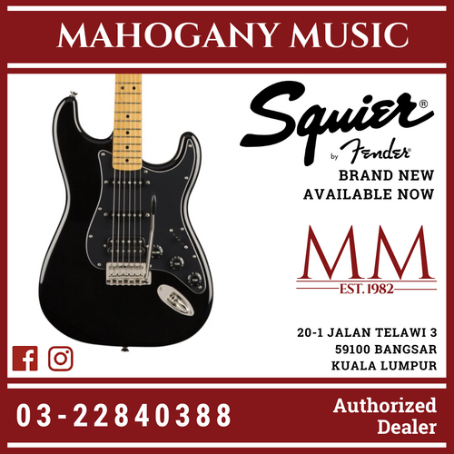 Squier Classic Vibe 70s Stratocaster HSS Electric Guitar, Maple FB, Black