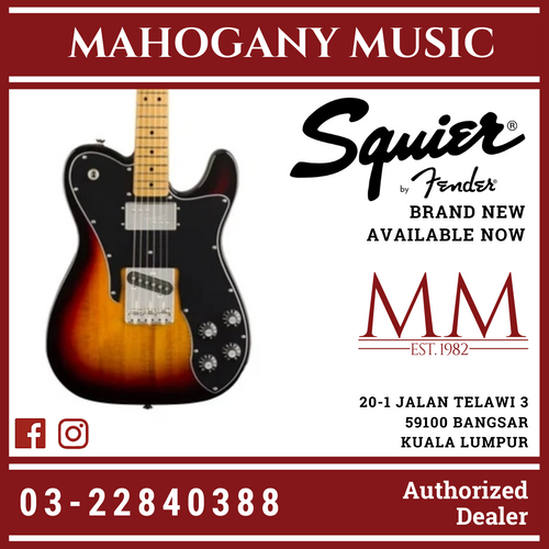 Squier Classic Vibe 70s Telecaster Custom Electric Guitar, Maple FB, 3-Tone Sunburst