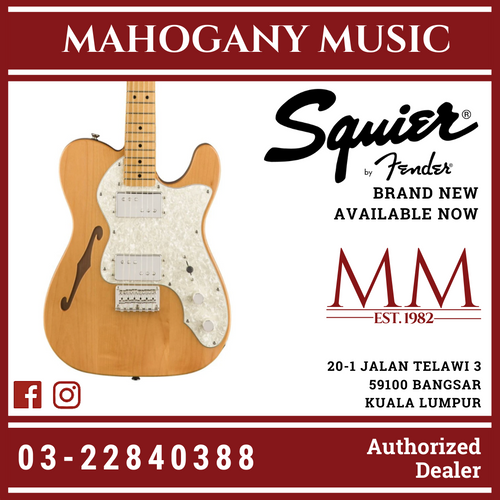 Squier Classic Vibe 70s Telecaster Thinline Electric Guitar, Maple FB, Natural