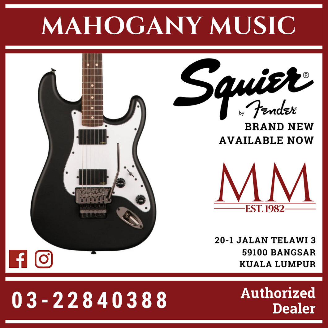 Squier Contemporary HH Stratocaster Electric Guitar, Laurel FB, Flat Black