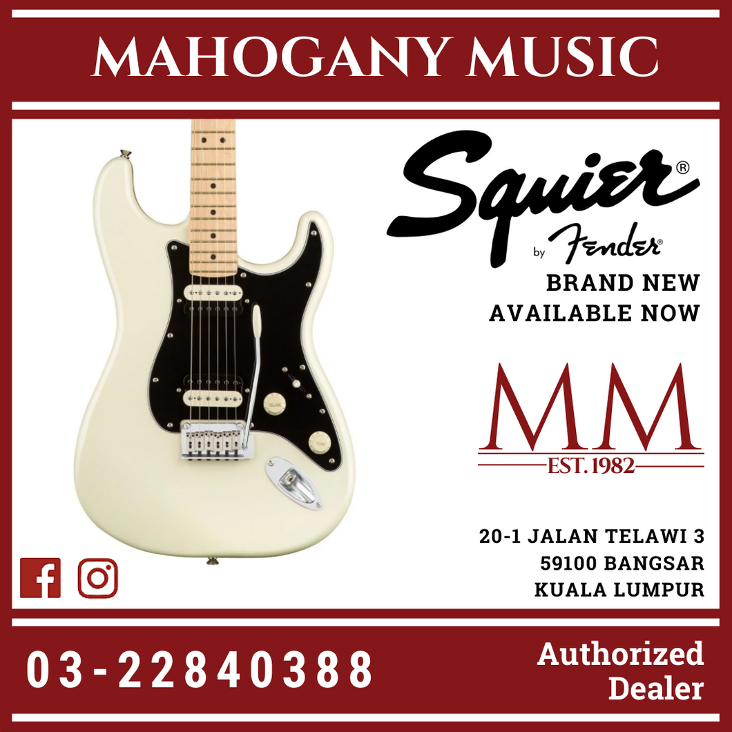 Squier Contemporary HH Stratocaster Electric Guitar, Maple FB, Pearl White