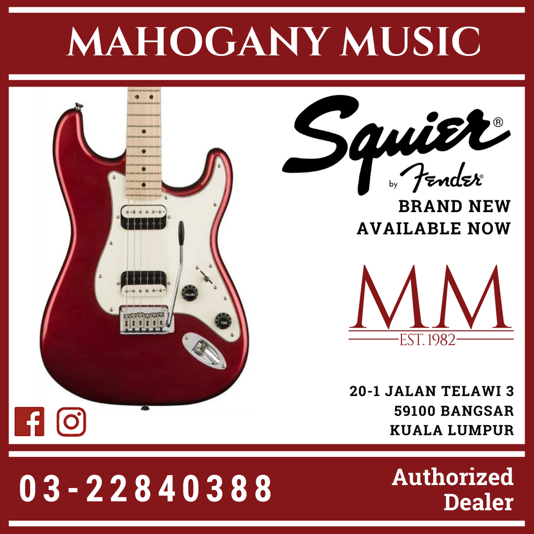 Squier Contemporary HH Stratocaster Electric Guitar, Maple FB, Dark Metallic Red