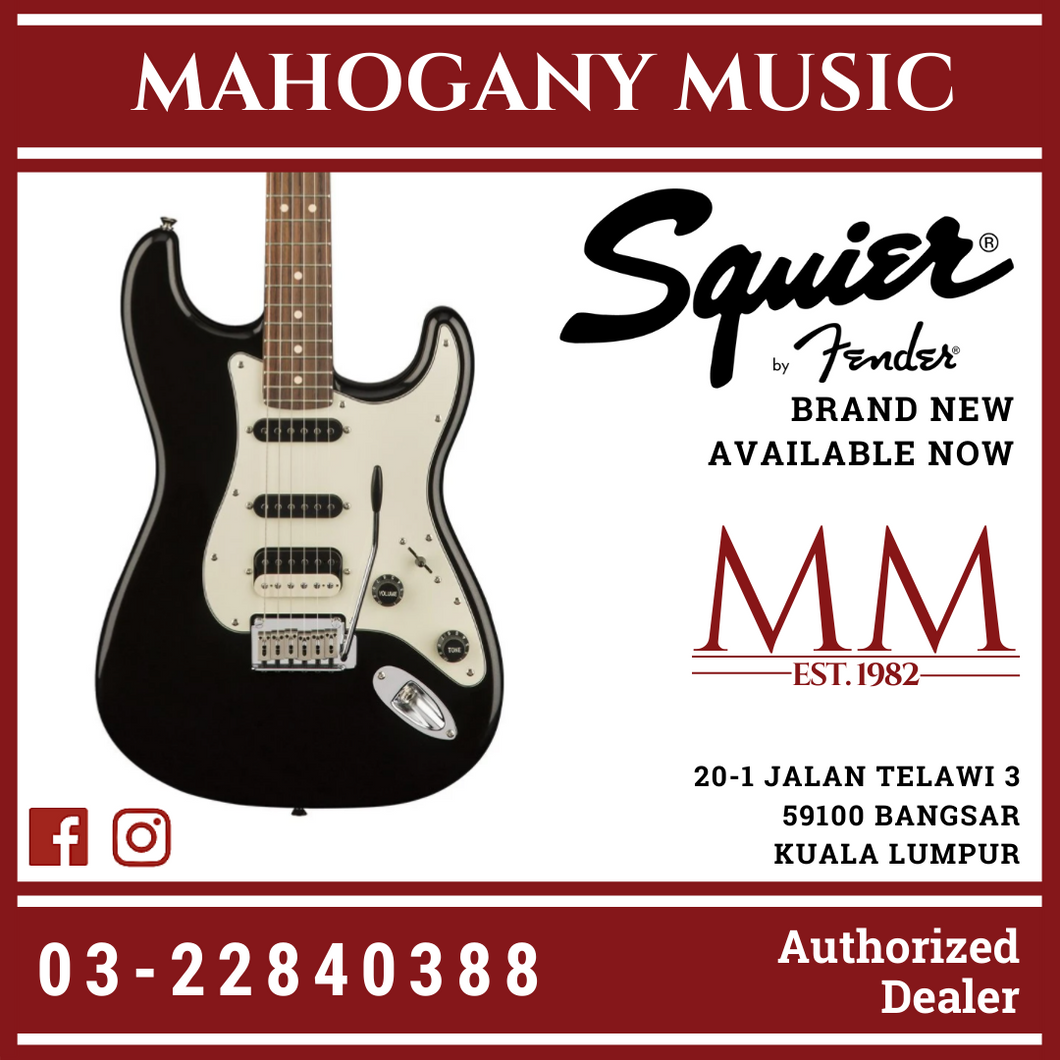Squier Contemporary Stratocaster HSS Electric Guitar, Laurel FB, Black Metallic