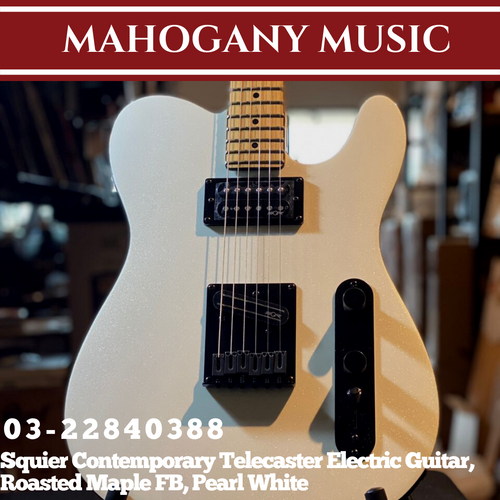Squier Contemporary Telecaster Electric Guitar, Roasted Maple FB, Pearl White