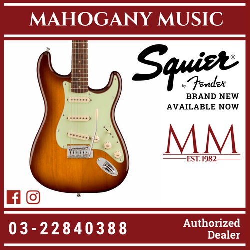 Squier FSR Affinity Series Stratocaster Electric Guitar, Laurel FB, Honey Sunburst