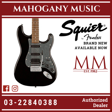 Squier FSR Affinity Series Stratocaster HSS Electric Guitar, Laurel FB, Metalic Black
