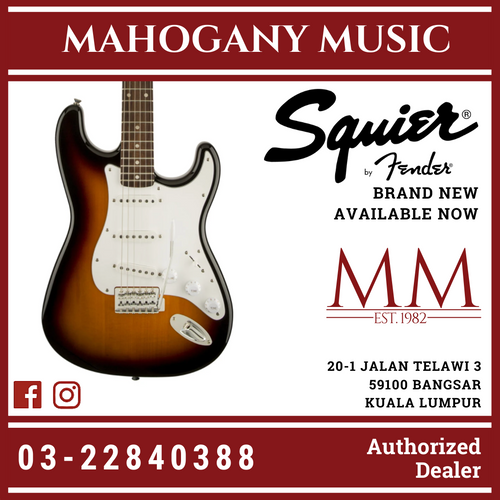 Squier FSR Affinity Stratocaster Electric Guitar, Laurel FB, 3-Tone Sunburst