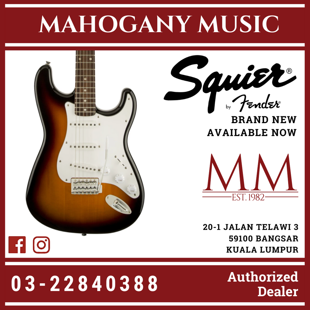 Squier FSR Affinity Stratocaster Electric Guitar, Laurel FB, 3-Tone Sunburst