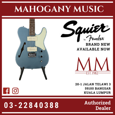 Squier FSR Cabronita Thinline Telecaster Electric Guitar, Laurel FB, Ice Blue Metallic