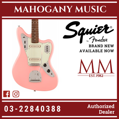 Squier FSR Classic Vibe 60s Jaguar Electric Guitar, Laurel FB, Shell Pink