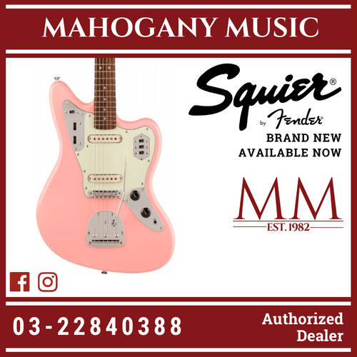 Squier FSR Classic Vibe 60s Jaguar Electric Guitar, Laurel FB, Shell Pink