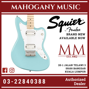 Squier Mini Jazzmaster HH Electric Guitar, Maple FB, Daphne Blue
