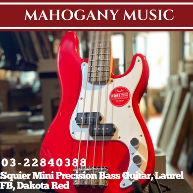 Squier Mini Precision Bass Guitar, Laurel FB, Dakota Red