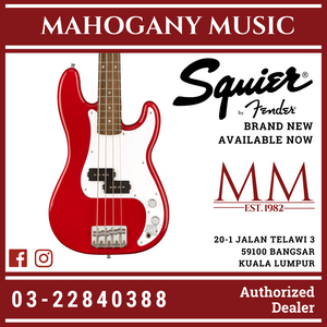 Squier Mini Precision Bass Guitar, Laurel FB, Dakota Red