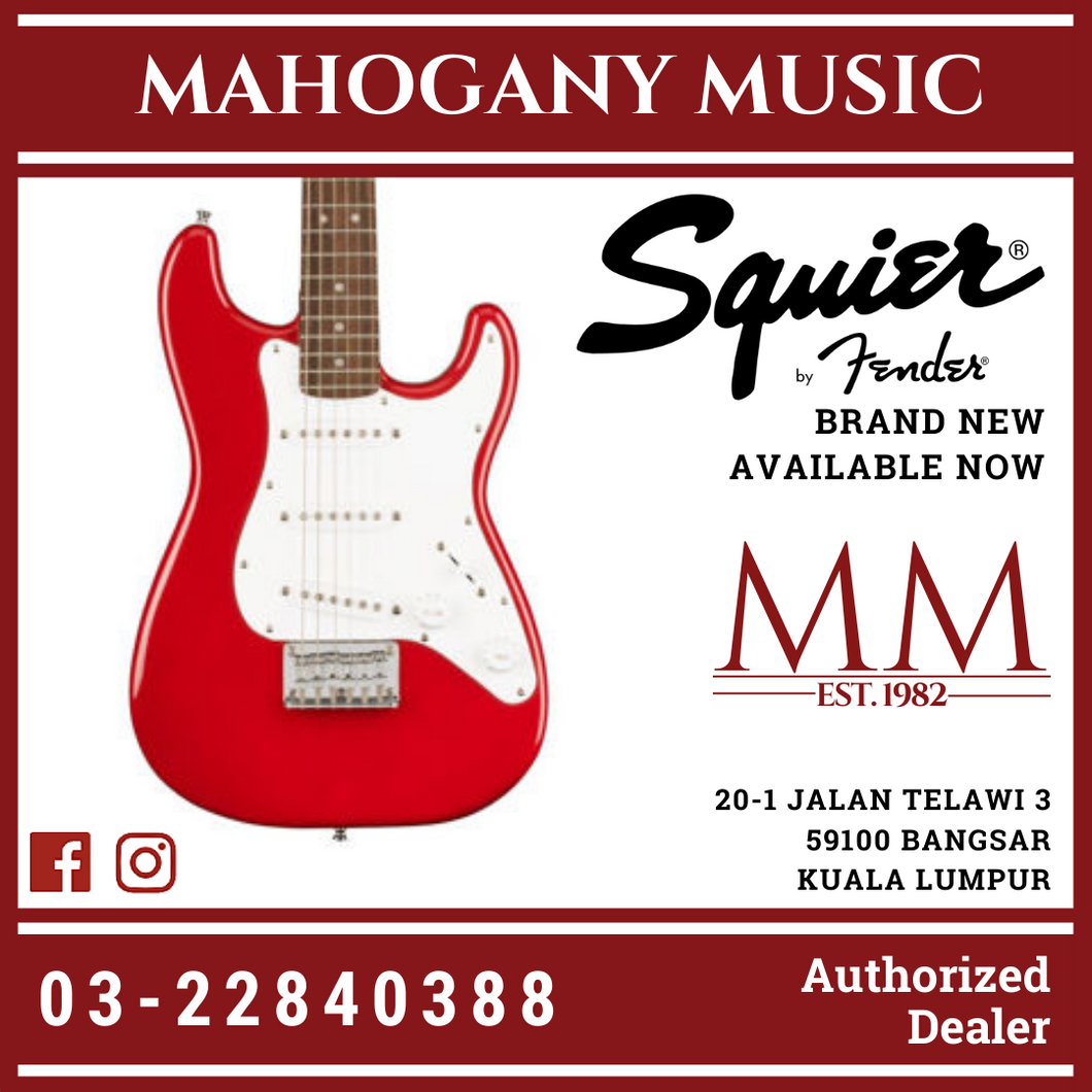 Squier Mini Stratocaster Electric Guitar, Laurel FB, Dakota Red