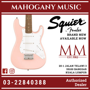 Squier Mini Stratocaster Electric Guitar, Laurel FB, Shell Pink