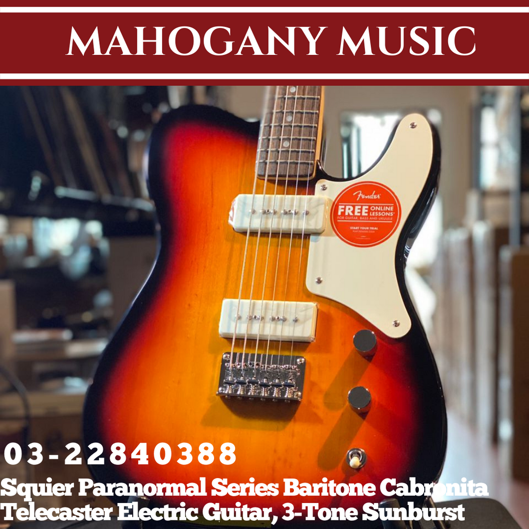 Squier Paranormal Series Baritone Cabronita Telecaster Electric Guitar, 3-Tone Sunburst