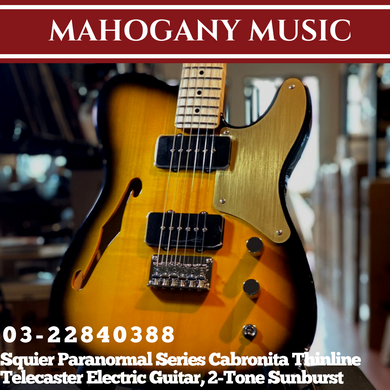 Squier Paranormal Series Cabronita Thinline Telecaster Electric Guitar, 2-Tone Sunburst